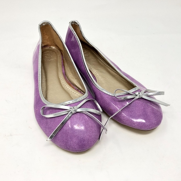 Ollio Purple Flats with silver Bow 6 - Picture 1 of 7